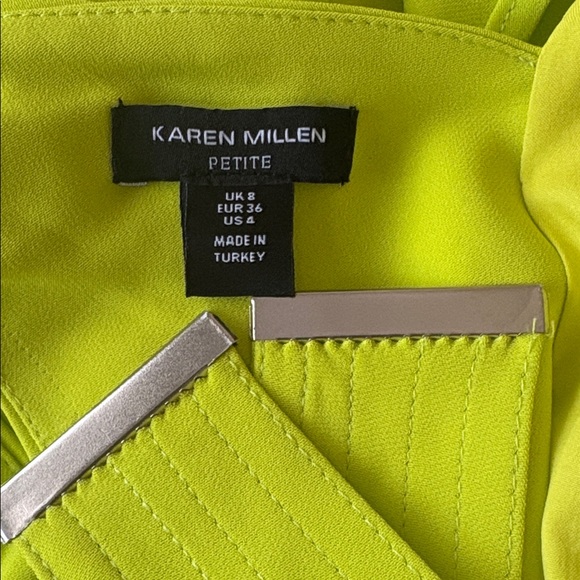 Karen Millen Petite Compact Viscose Tailored Waterfall Midi Dress Lime Size 4 - Picture 11 of 13